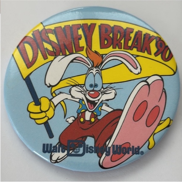 Vintage Disney Roger Rabbit Button - Yellow, Blue, Pink - Picture 9 of 9